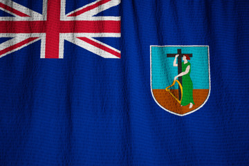 Closeup of Ruffled Montserrat Flag, Montserrat Flag Blowing in W