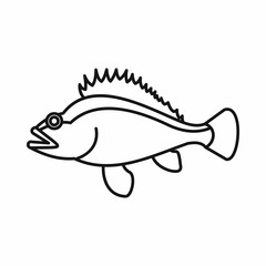 Rose fish, Sebastes norvegicus icon in outline style isolated vector illustration