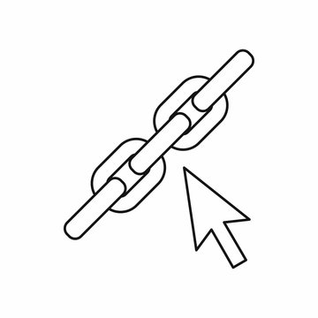 recommend clip art: Chain link icon in outline style on a white background