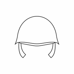 Military helmet icon in outline style on a white background