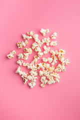popcorn on pink background
