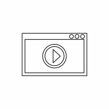 Video movie media player icon in outline style on a white background