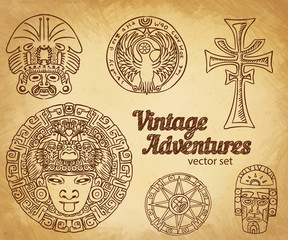 Vintage Adventures: vector set.