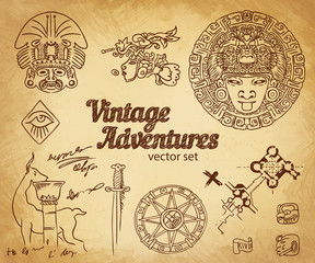 Vintage Adventures: vector set.