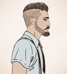 Portrait of stylish fashion bearded man