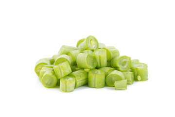 sweet fresh green peas isolated on white background