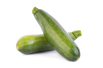 green zucchini vegetables isolated on white