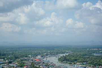 Looking to Pak Nam Chumphon view point form Mutsea Mountain Viewpoint,Chumphon Thailand
