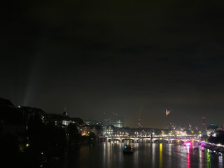 Naklejka na ściany i meble August Nationalday Basel Switzerland Fireworks Wettsteinbridge 2