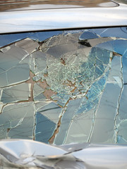 car accident, broken car windshield