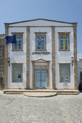 Rathaus in Chora auf der Insel Patmos, Dodekanes, Griechenland