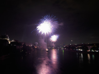 August Nationalday Basel Switzerland Fireworks Wettsteinbridge 2