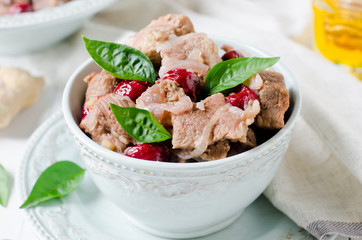 Pork stew with cherries and ginger