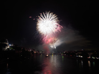 August Nationalday Basel Switzerland Fireworks Wettsteinbridge 2