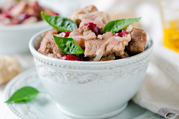Pork stew with cherries and ginger