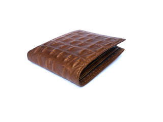 Brown Wallet crocodile skin on isolated