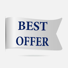 Best offer label, silver ribbon badge
