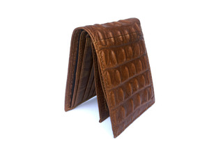 Brown Wallet crocodile skin on isolated