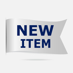 New item label, silver ribbon badge