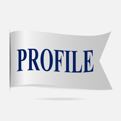 Profile label, silver ribbon badge illustration