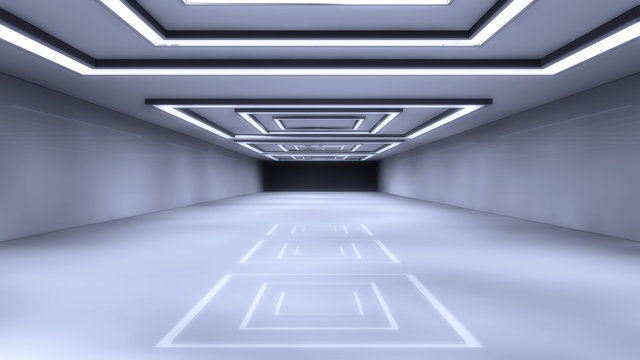 Futuristic hall alien spaceship