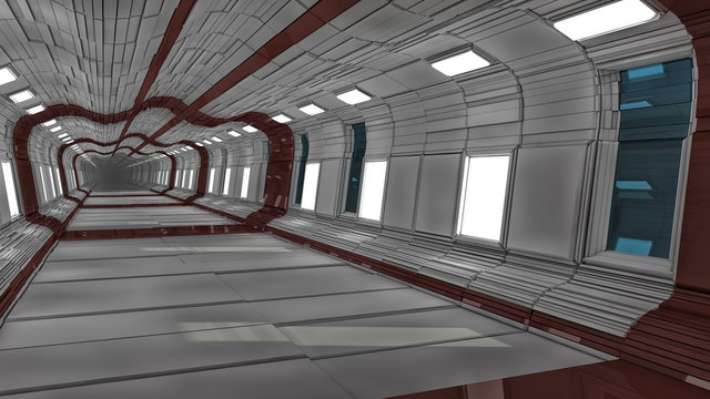 Futuristic hall alien spaceship