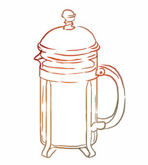 French press with coffee or tea
