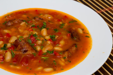 bean soup with sausages