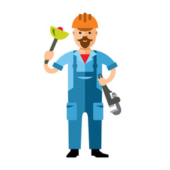 Vector Plumber. Flat style colorful Cartoon illustration.