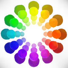 Handmade color wheel. Isolated watercolor spectrum.