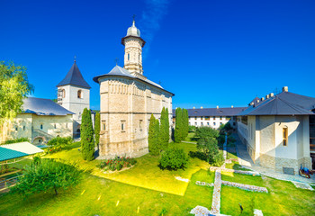 Fototapeta na wymiar Dragomirna fortress Christian monastery, Suceava, Moldavia, Bucovina Romania