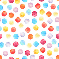 Vector seamless pattern drawn watercolor. Round shapes backgroun