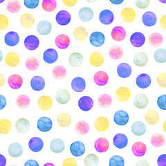 Vector seamless pattern drawn watercolor. Round shapes backgroun