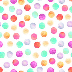 Vector seamless pattern drawn watercolor. Round shapes backgroun