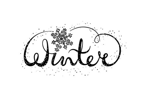 Winter text lettering with snowflake. Seasonal shopping concept to design banners, price or label.