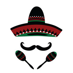 
Sombrero maracas and mustache.