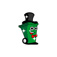 Cute Trash Can Character Logo Icon