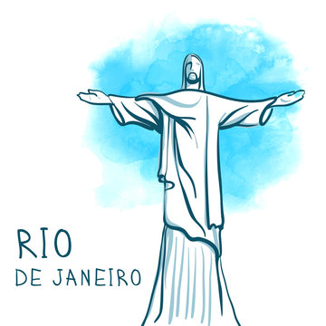 Rio De Janeiro and Christ the Redeemer, Brazil. World famous lan