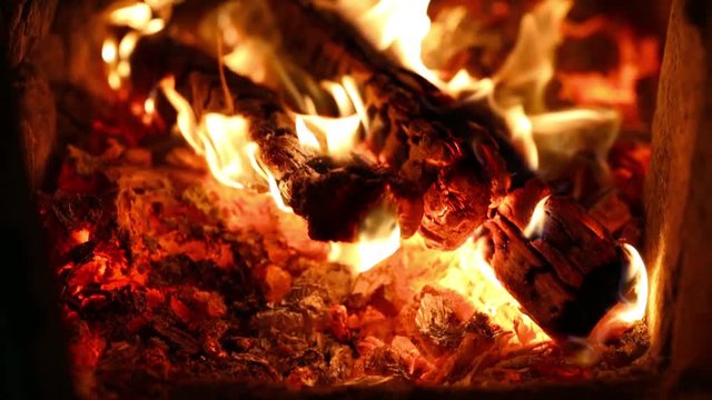 Fire. Burning charcoal in the grill