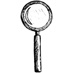 Magnifying glass. Vector illustration, doodle style