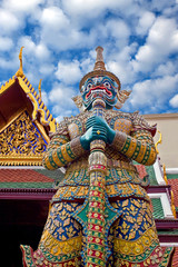 Fototapeta premium Giant statue of Yaksha in Wat Phra Kaew in Bangkok, Thailand.