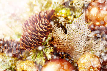 Golden Christmas decoration background