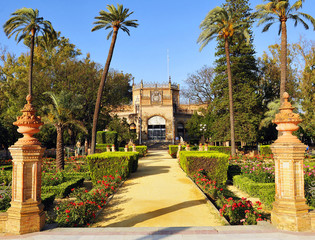 Pabellón Real en el Parque de Maria Luisa de Sevilla, Andalucía, España