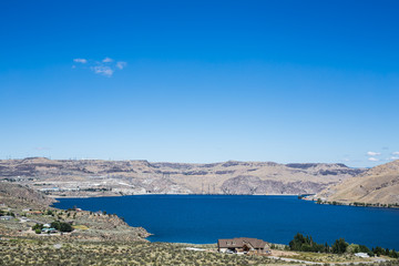 Landscape photo of dry glacia ancian rock desert mountain,river,