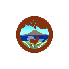 Farm Volcano River Logo Vector Image