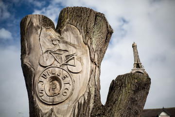 Tour de France wooden sculptures in Yorkshire England uk 