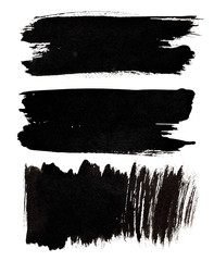 Set of black brush strokes