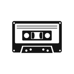 Cassette tape icon in simple style on a white background vector illustration
