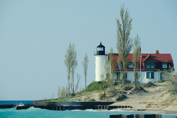 Fototapeta na wymiar Point Betsie Lighthouse, built in 1858