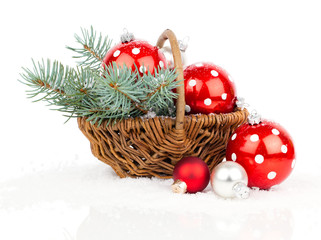 Christmas balls with snow